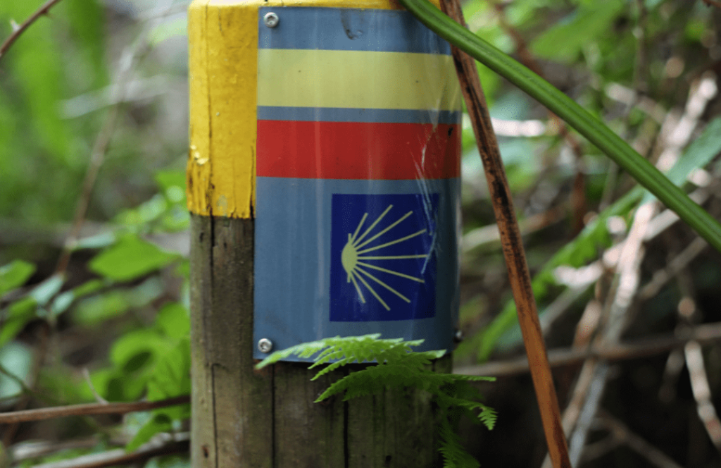 Piquet avec les couleurs et la coquille de St Jacques de Compostelle